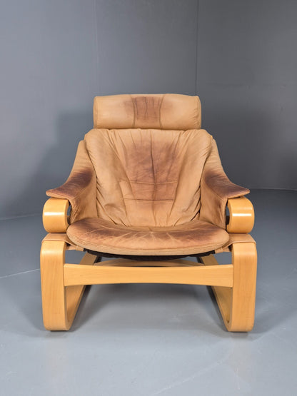 Vintage Danish Skippers Bentwood and Leather Apollo Lounge Chair EB9245 MBEN - UKDK FURNITURE