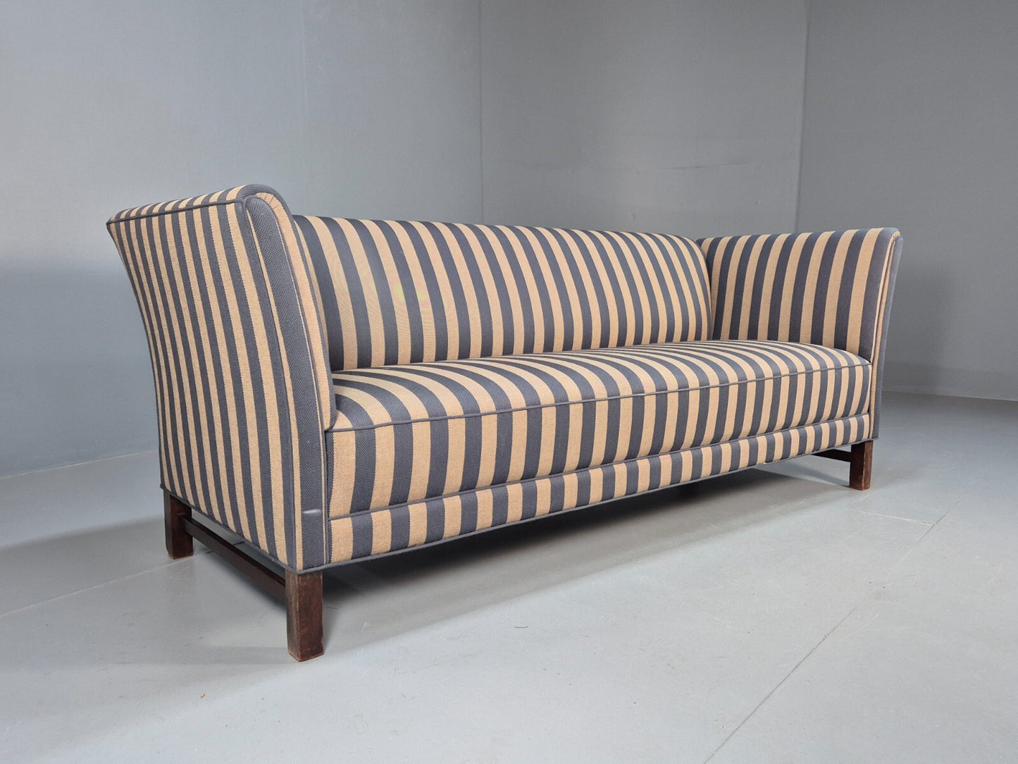 Vintage Danish 1950s Striped Sofa Mid Century Modern Shape Retro EB9559 M3SS - UKDK FURNITURE