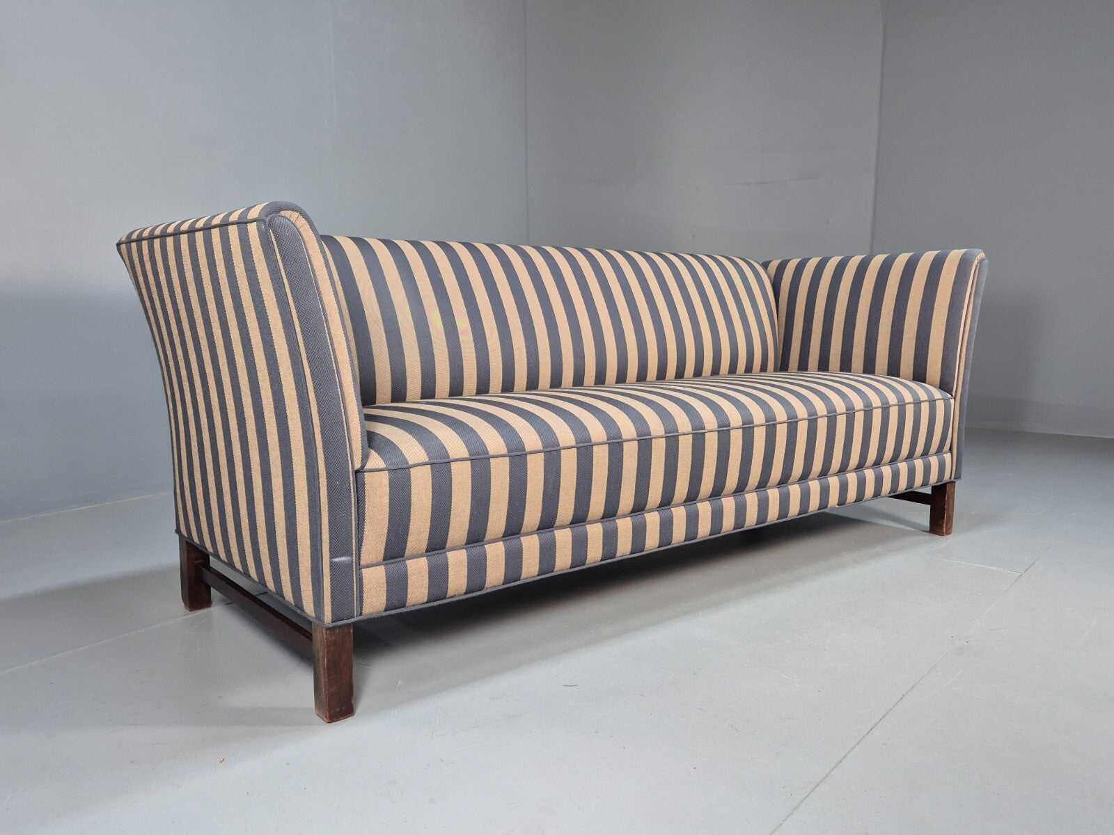 Vintage Danish 1950s Striped Sofa Mid Century Modern Shape Retro EB9559 M3SS - UKDK FURNITURE