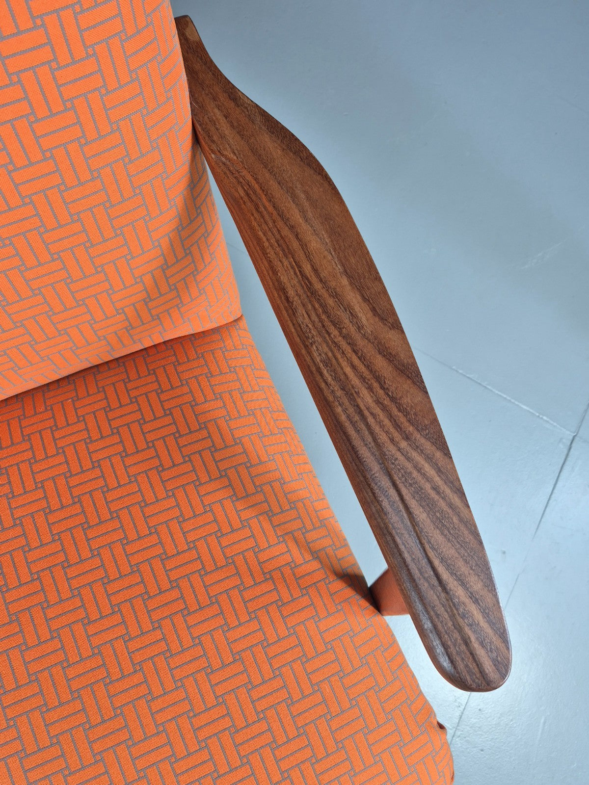 Vintage Danish Lounge Chair Teak Frame Mid Century New Upholstery EB8210 MNOR3