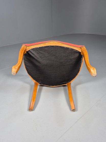 Vintage French Rococo Armchair Pink Velour Danish Repro 1970s EB9627 VCAR - UKDK FURNITURE