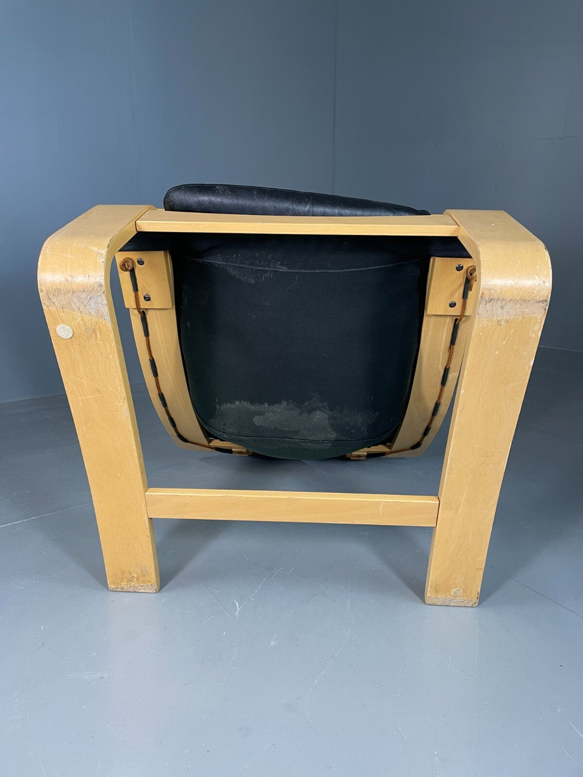 Vintage Swedish Lounge Chair Black Leather Krokken Retro MCM EB6604 MBEN12