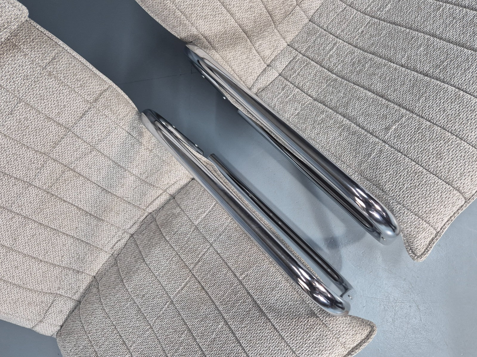 2 1970s Chrome Tube Lounge Chairs New Upholstery Retro Mid Century  EB10617 MNOR5