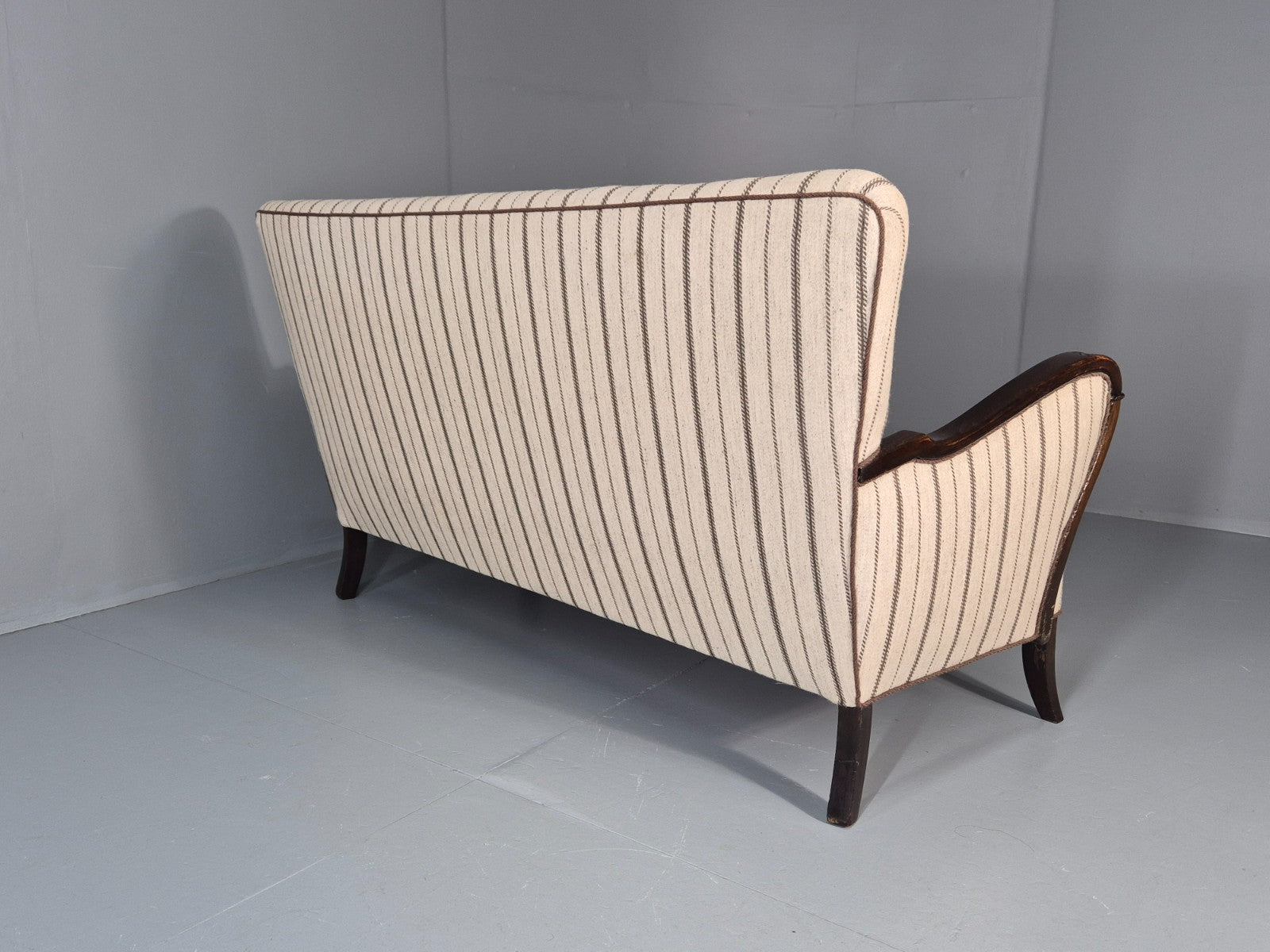 1950s Three Seater Settee Vintage Danish Cream and Grey Retro Deco EB11351 V3SS16