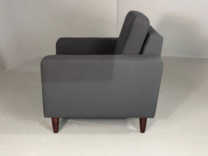 Vintage Danish Lounge Chair by Hurup Slate Grey Fabric Retro MCM EB6116 MNOR - UKDK FURNITURE