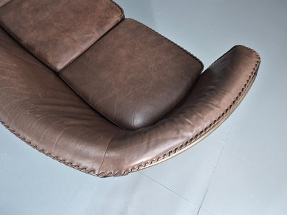 3 Seater Vintage Sofa Danish Mid Century Brown Leather 1970s Retro EB11370 M3SS12