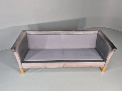 Vintage Mogens Hansen 2.5 Seat Settee Grey Leather 1980s Retro EB11645 M3SS10