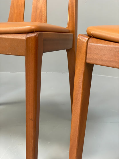 Vintage Nathan Tan Dining Chairs Set Of 4 Vinyl Mahogany 1970s EB9727 MDIN - UKDK FURNITURE