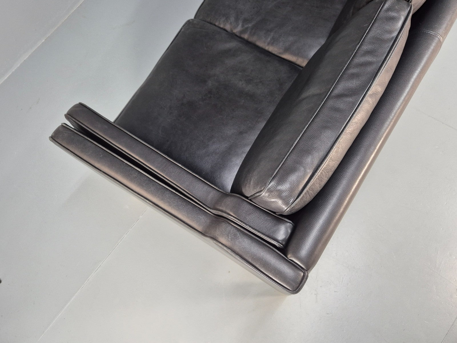 Mid Century Stouby Eva Two Seater Sofa Vintage Danish Black Leather EB10108 M2SS22