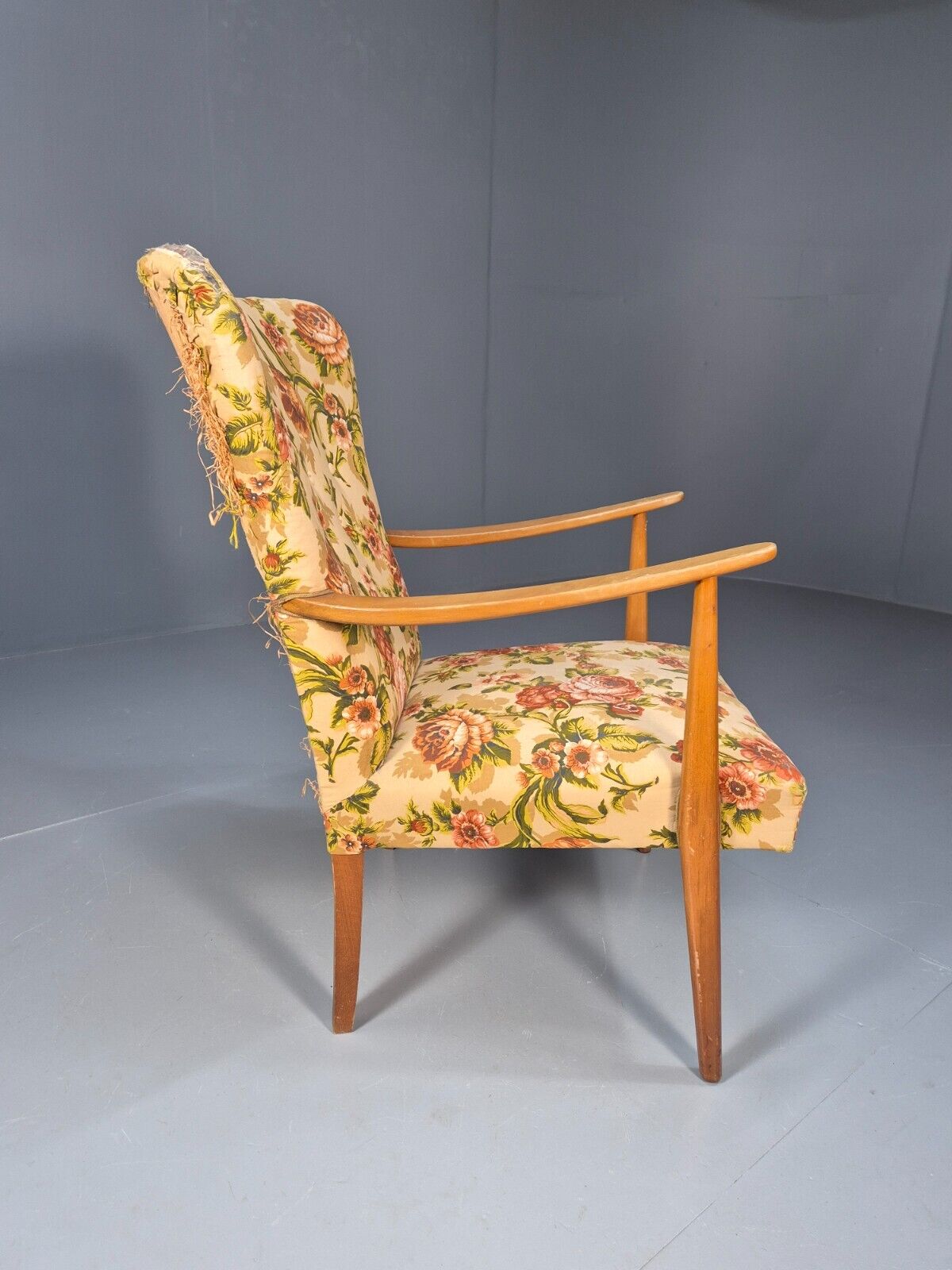 Vintage Danish Lounge Chair Reupholstery Project Beech Arm MCM Retro EB8917 MNOR - UKDK FURNITURE