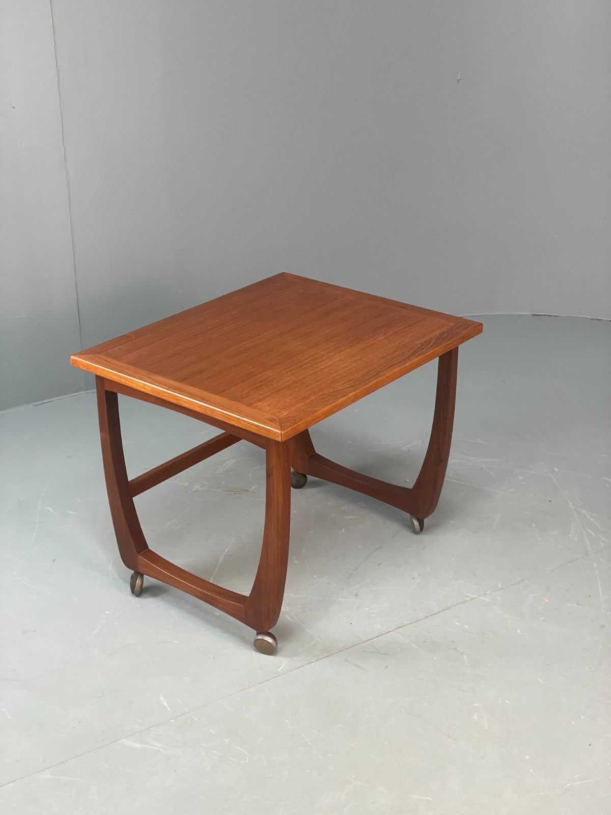 Vintage Teak Side Table On Castors 1970s Mid Century Modern EB10678 MWOO15