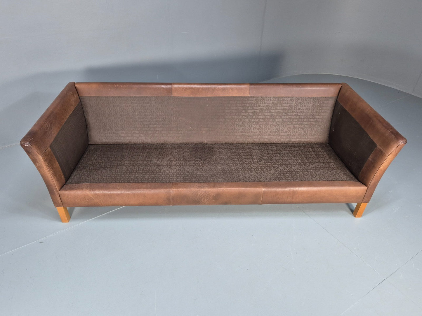 Mid Century Three seater Sofa Brown Leather Vintage Danish 1970s EB10077 M3SS8