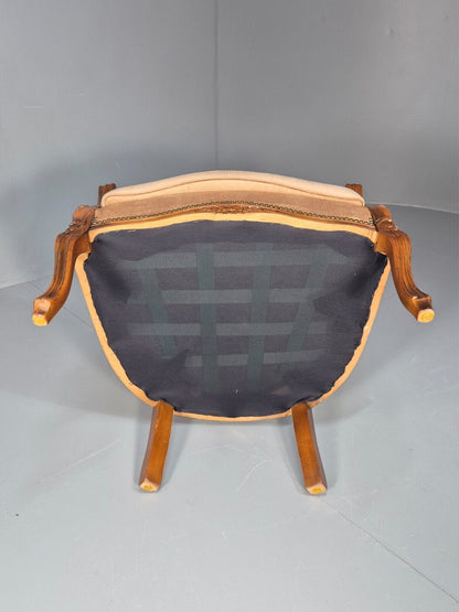 Vintage Danish Lounge Chair Beige Velour Beech Antique French Style EB8930 VCLO - UKDK FURNITURE