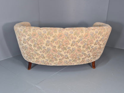 Vintage Two Seater Danish Curved Banana Sofa 1930s Art Deco Floral EB10795 V2SS17