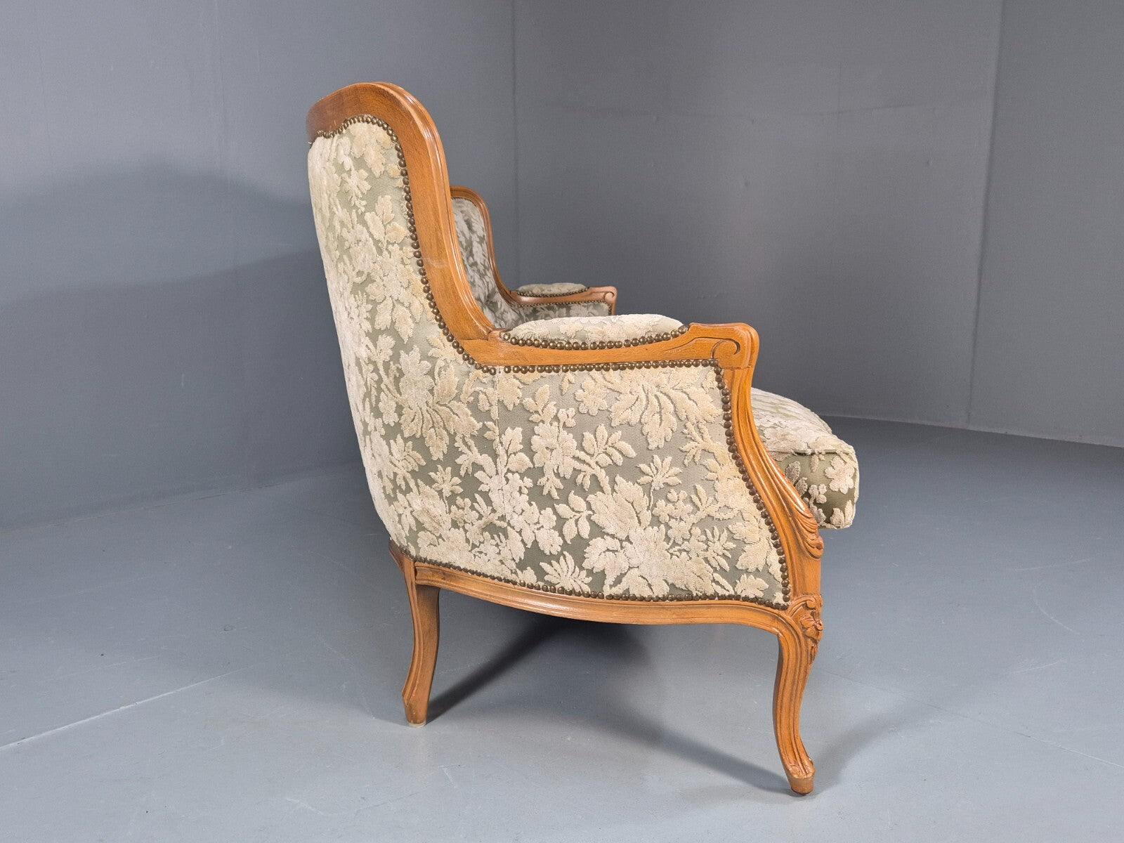 Vintage Danish Rococo Revival Floral upholstered 3 Seat Sofa EB9631 V3SS - UKDK FURNITURE