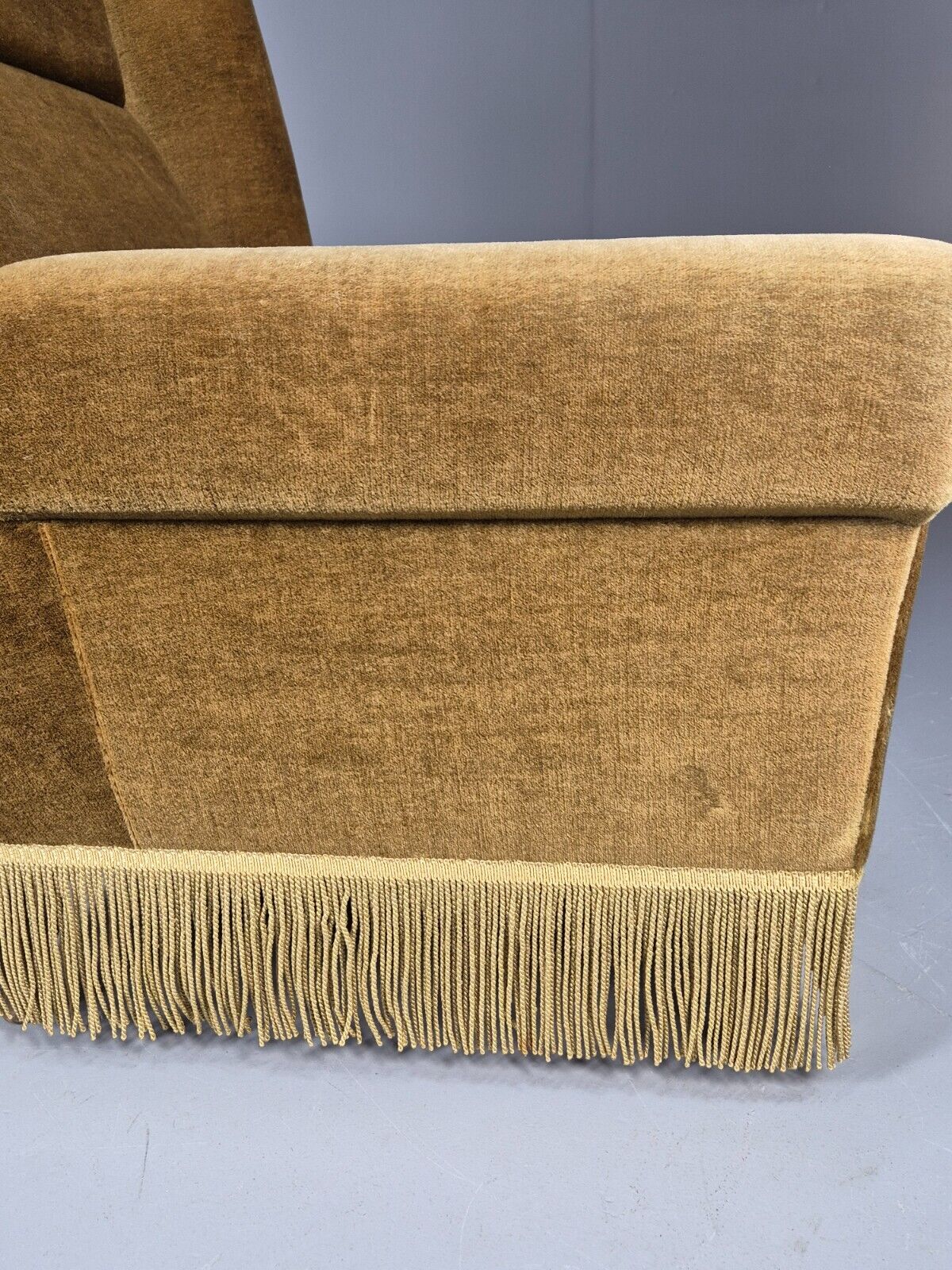 Vintage Danish Mid Century Lounge Chair Green Velour and Tassels MCM EB9041 MNOR - UKDK FURNITURE