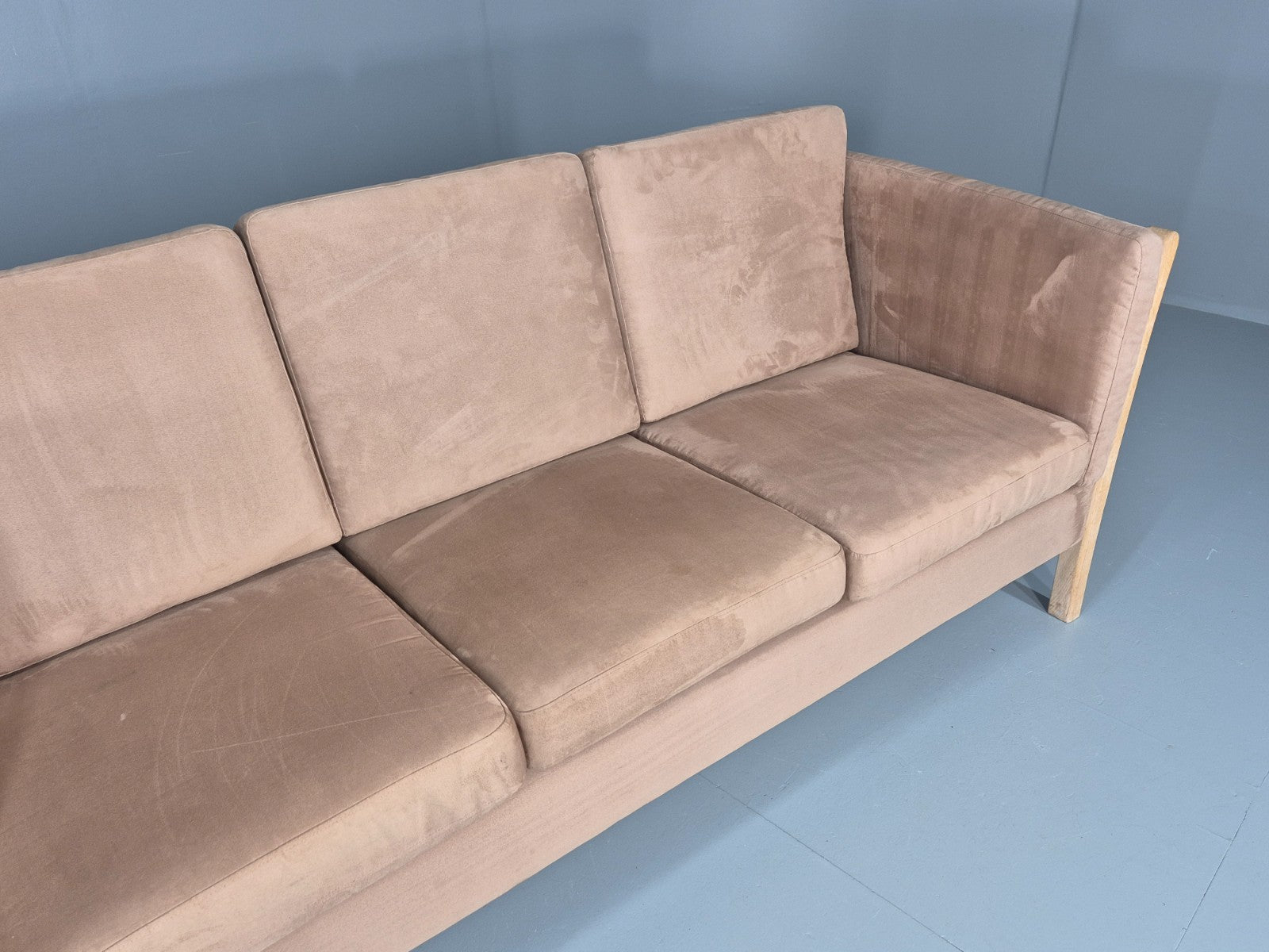 Vintage 3 Seat Sofa Danish Design Faux Suede Upholstery 1980s Retro EB10539 M3SS3
