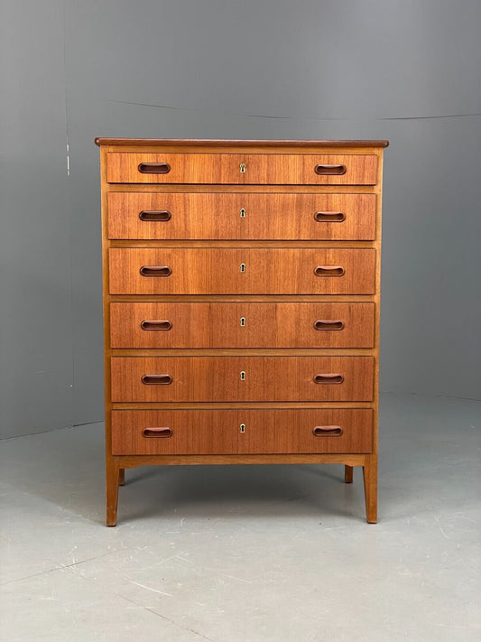 Vintage Danish Teak Chest Of Drawers Solid Handles Mid Century EB9117 MWOO - UKDK FURNITURE