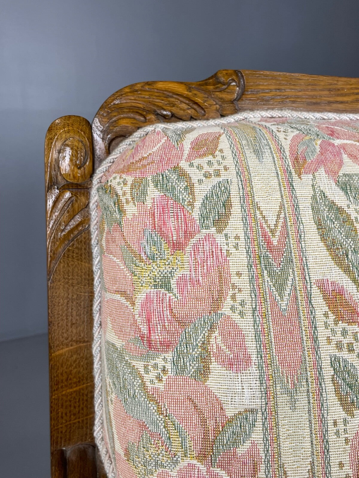 Danish Upholstered Armchair Circa 1930s Oak Framed Floral Retro EB4510 VCAR7