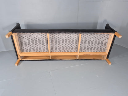 Vintage 3 Seat Sofa Danish Black Leather Mid Century Retro 1980s EB10483 M3SS13