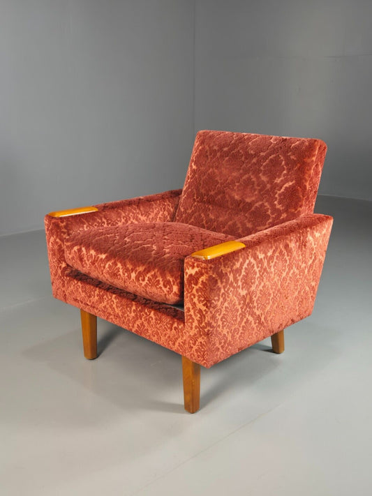 Vintage Swedish Lounge Chair Purple Moquette Teak Paws 1960s Retro EB7891 MNOR - UKDK FURNITURE