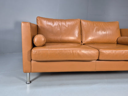Vintage Tan Leather Two Seater Sofa Danish 1970s Retro Mid Century  EB10100 M2SS2