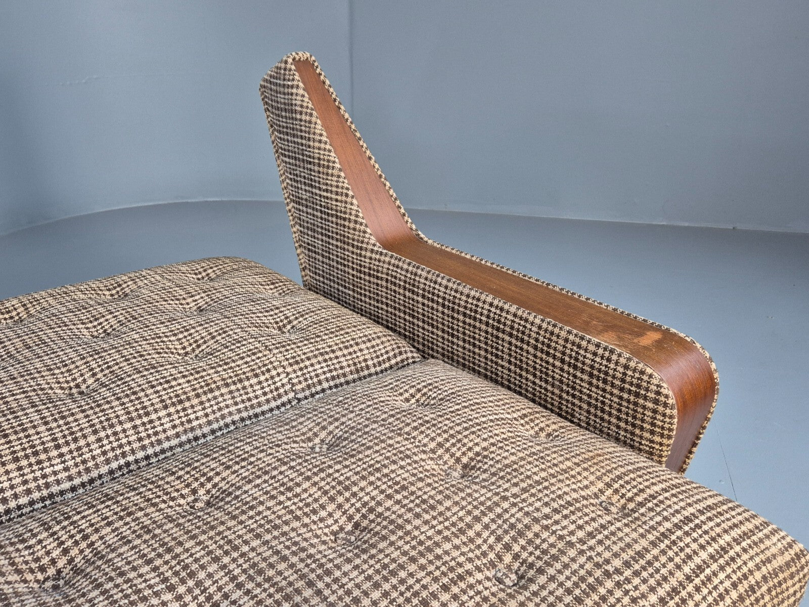 Vintage Mid Century Sofa Bed Teak Details to Arm 1960s Retro MCM EB9404 M4SS - UKDK FURNITURE