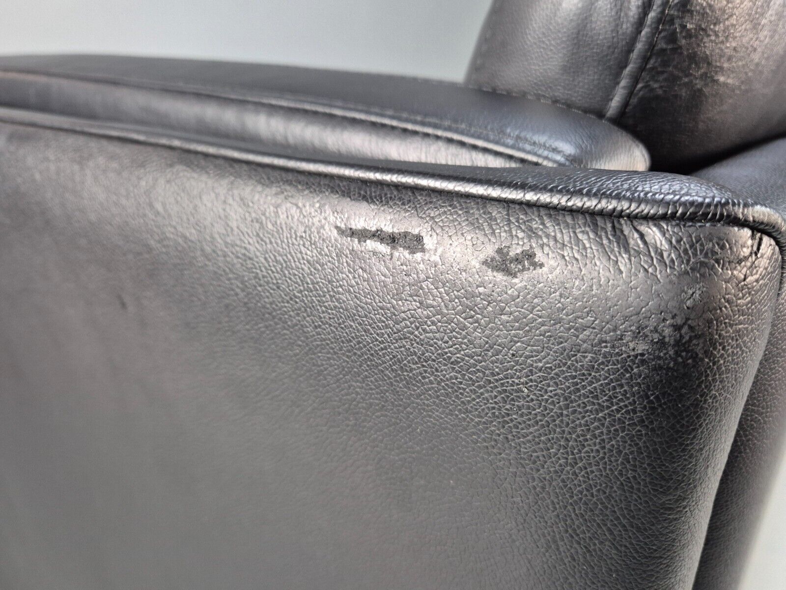 Vintage Danish 2 Seat Sofa Black Leather 1980s Retro MCM EB8536 M2SS - UKDK FURNITURE