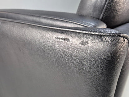 Vintage Danish 2 Seat Sofa Black Leather 1980s Retro MCM EB8536 M2SS - UKDK FURNITURE