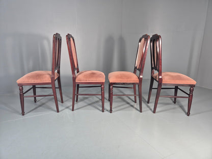 4 1970s Dining Chairs Pink Velour Stylised Regency Style Retro EB11962 VDIN14