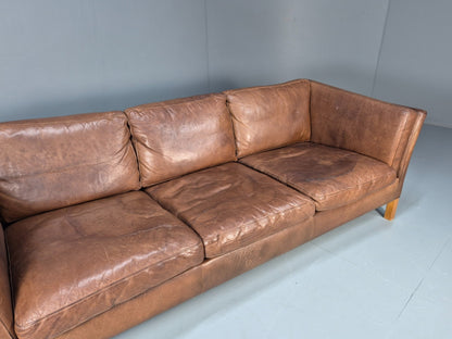 Mid Century Three seater Sofa Brown Leather Vintage Danish 1970s EB10077 M3SS3