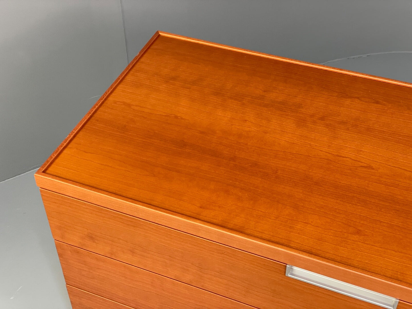 Vintage Cherry Chest Of Drawers Aluminium Details 1980s Design EB9809 MWOO - UKDK FURNITURE