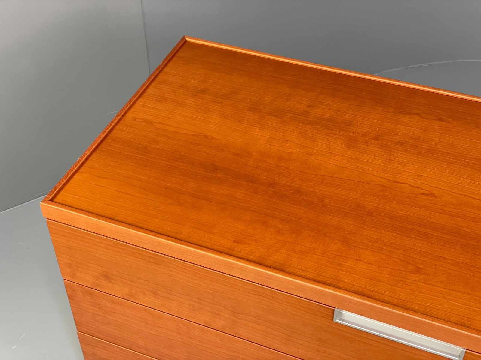 Vintage Cherry Chest Of Drawers Aluminium Details 1980s Design EB9809 MWOO - UKDK FURNITURE