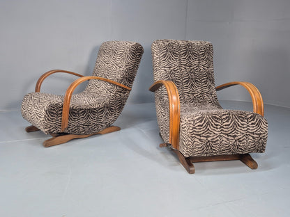 2 Art Deco Rocking Chairs New Zebra Pattern Upholstery Vintage 1940 EB10921 VCAR1
