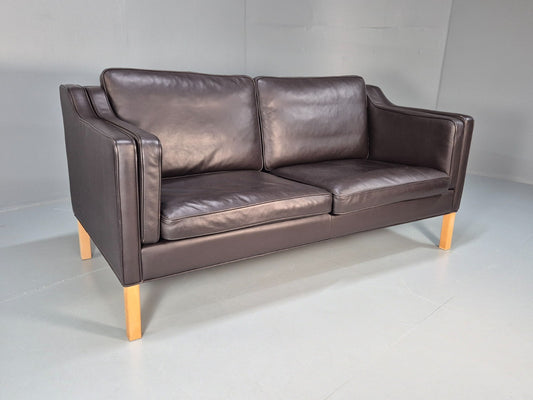 Mid Century Two Seater Sofa Danish Black Leather Mogensen Vintage  EB10107 M2SS0