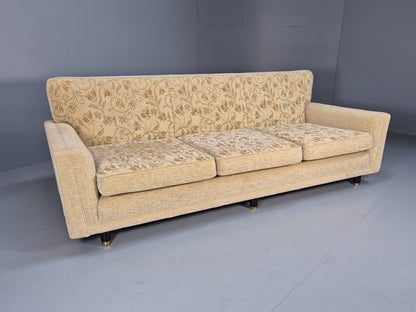 Vintage 1960s Sofa Cream Floral Upholstery 3 Seat Quality Retro EB9680 M3SS - UKDK FURNITURE