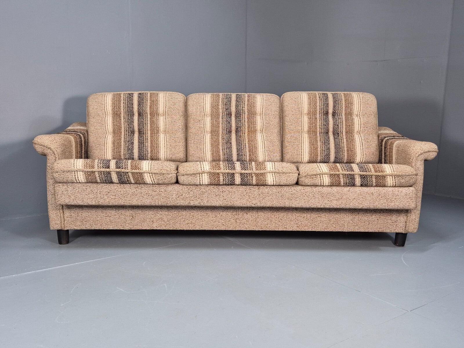 Vintage Danish 1970s Sofa Bed Wool Stripe Retro MCM EB9590 M4SS - UKDK FURNITURE