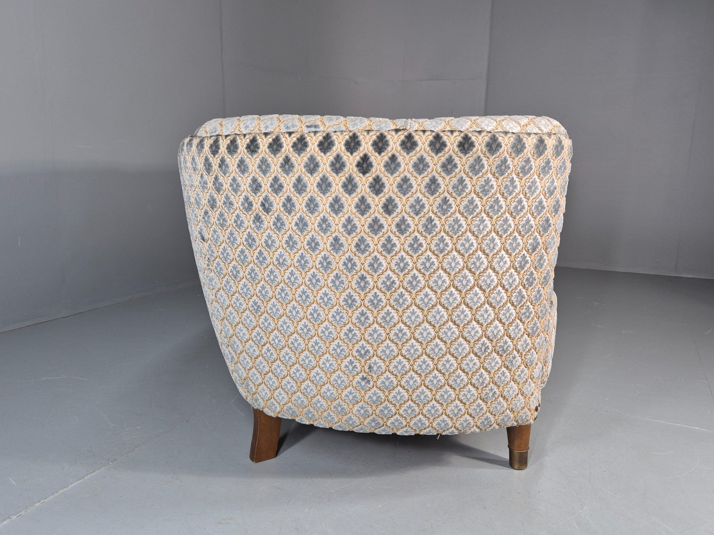Vintage Three Seater Danish Banana Sofa 1930s Art Deco Cut Cotton EB10782 V3SS10
