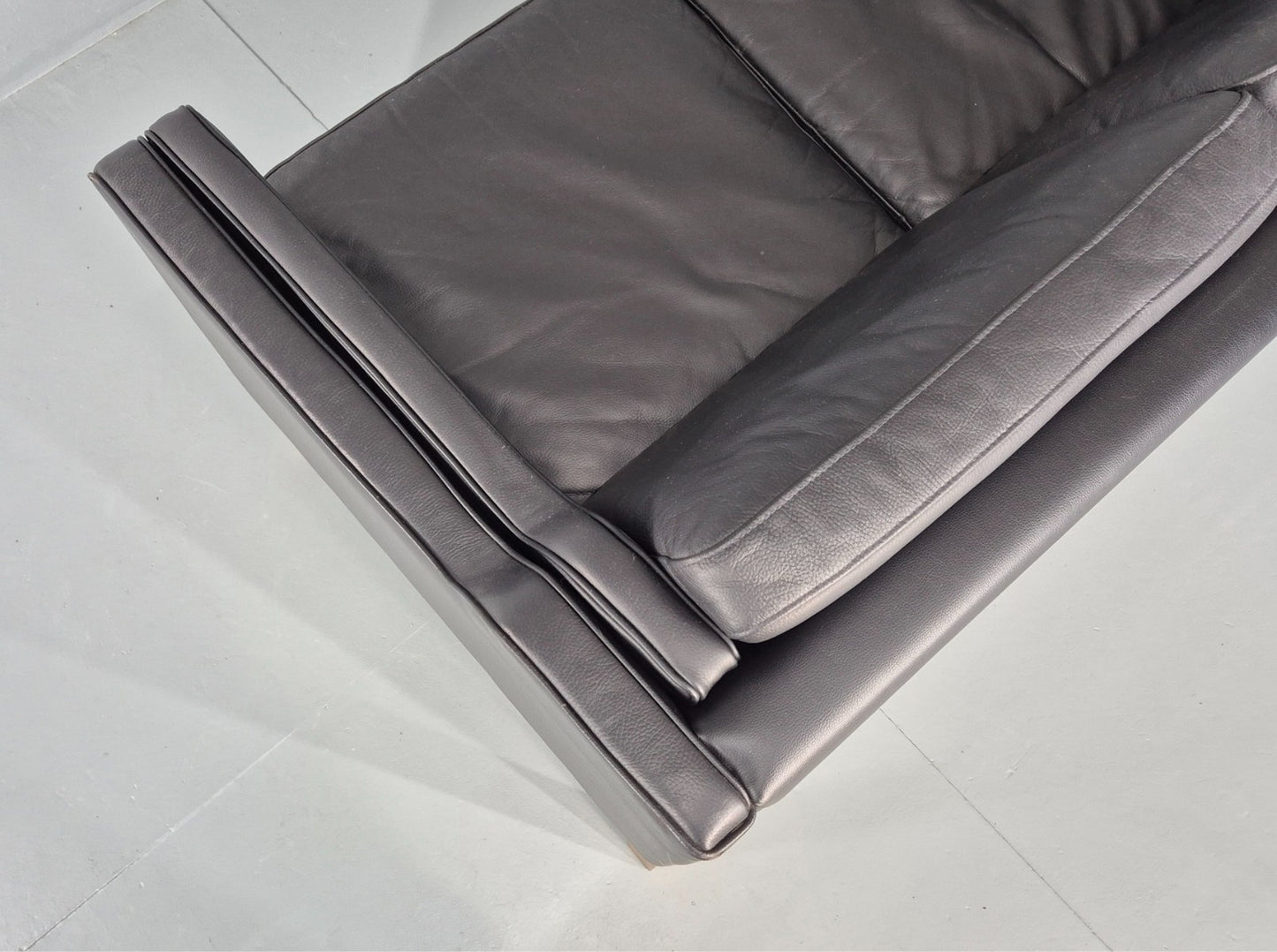 Vintage 2 Seat Sofa Danish Black Leather Mogensen Style Retro 1980s EB10466 M2SS17