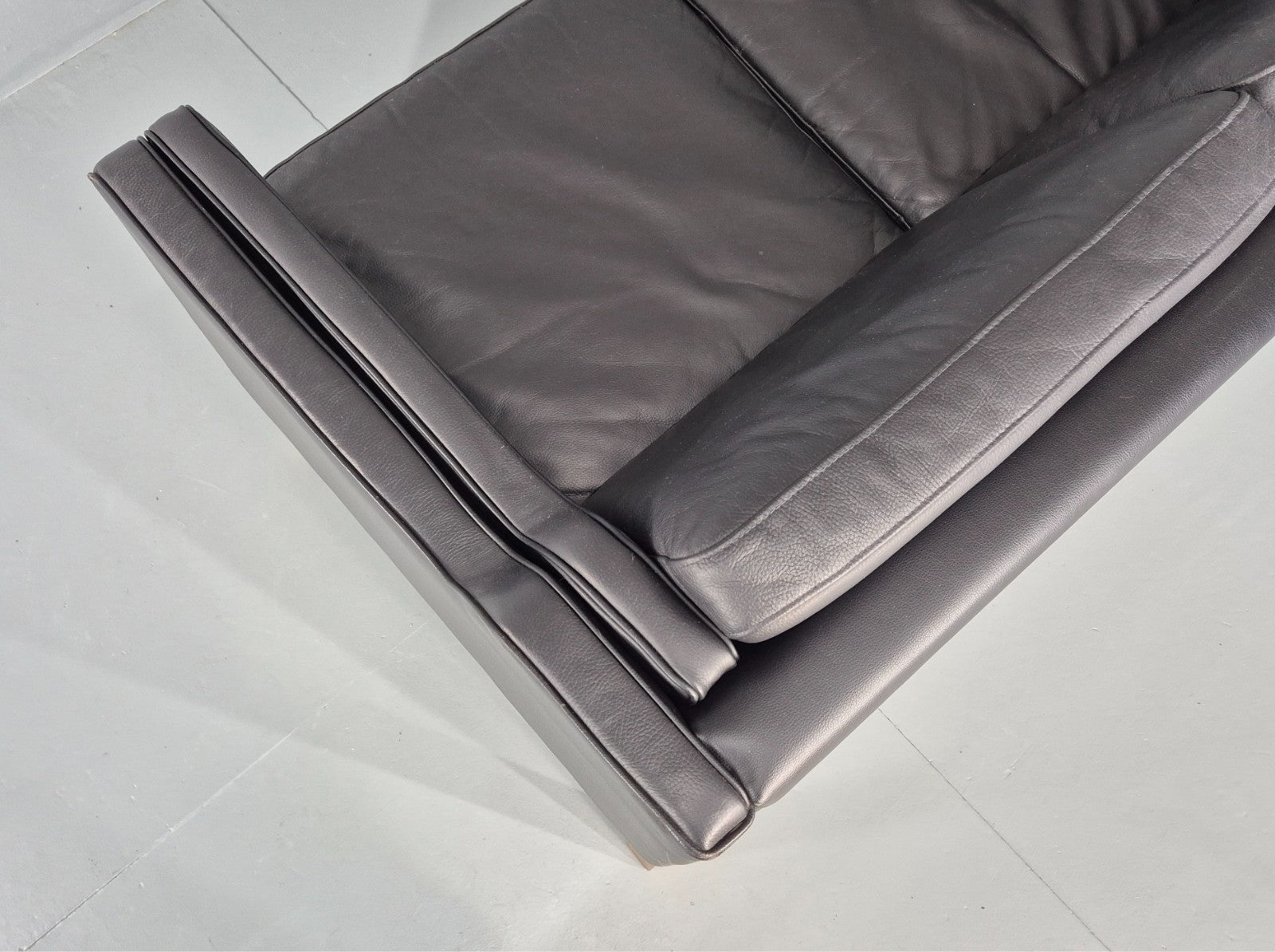 Vintage 2 Seat Sofa Danish Black Leather Mogensen Style Retro 1980s EB10466 M2SS17
