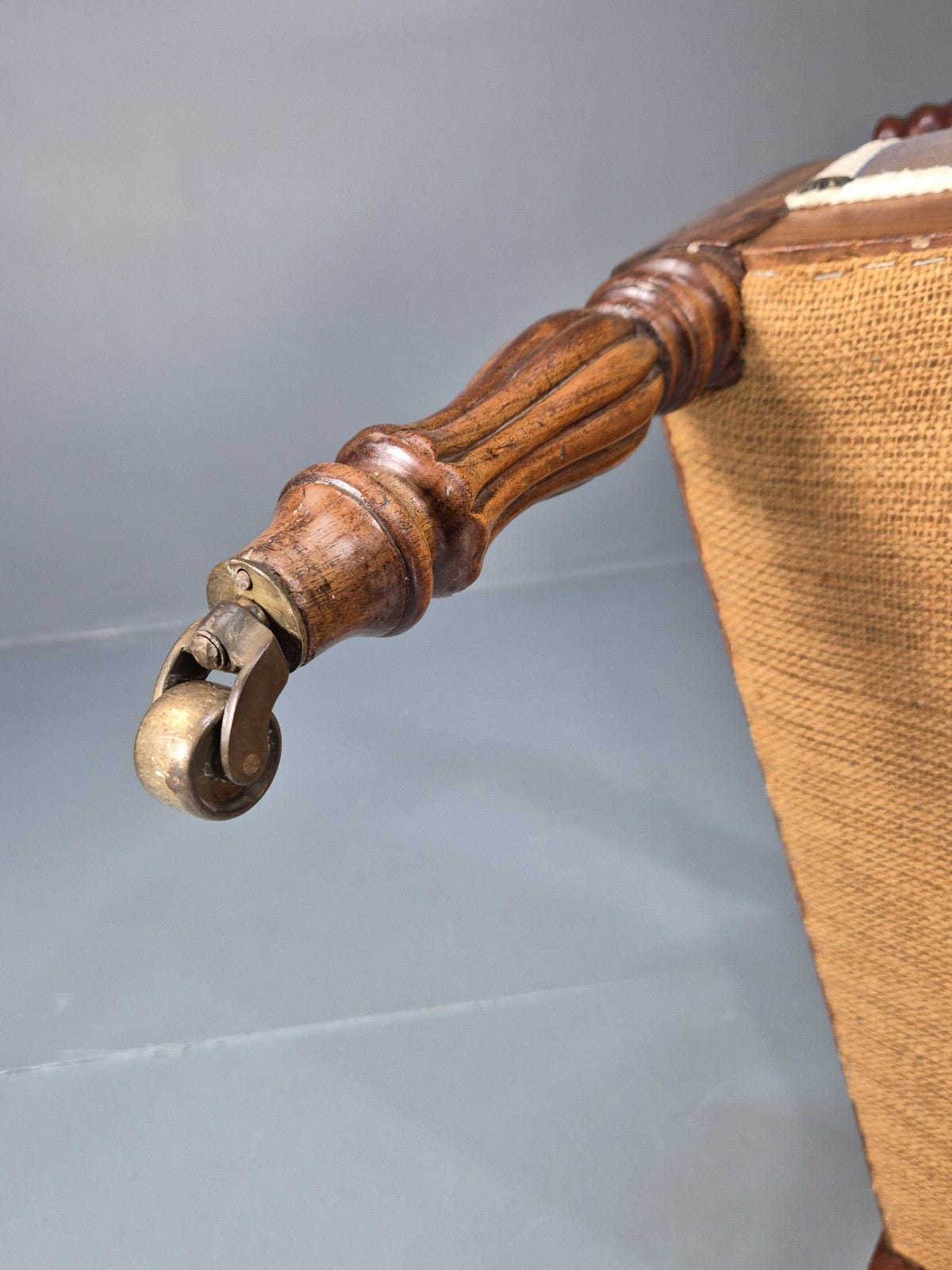 Antique Mahogany Lounge Chair Striped Cotton Upholstery EB10625 VCLO10