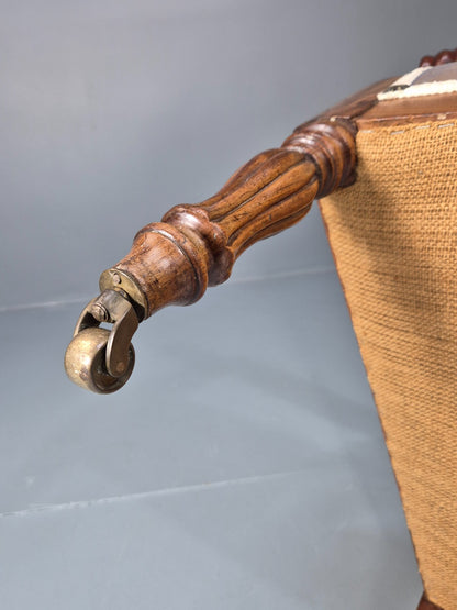 Antique Mahogany Lounge Chair Striped Cotton Upholstery EB10625 VCLO10