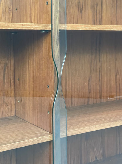 Vintage 1960s Teak Bookcase Shelving Glass Doors Mid Century EB11057 MWOO9