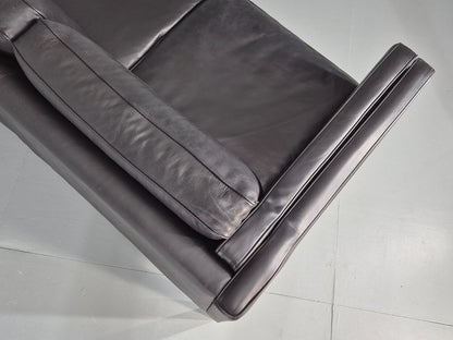 Vintage 3 Seat Sofa Danish Black Leather and Vinyl Mid Century EB10468 M3SS16