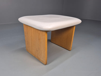 Vintage Stag Furniture Stool White Vinyl and Oak 1970s Retro EB9749 MFOO - UKDK FURNITURE
