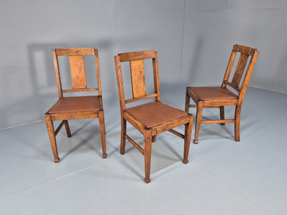 3 Arts and Crafts Heals style Oak Dining Chairs 1920s EB10695 VDIN9