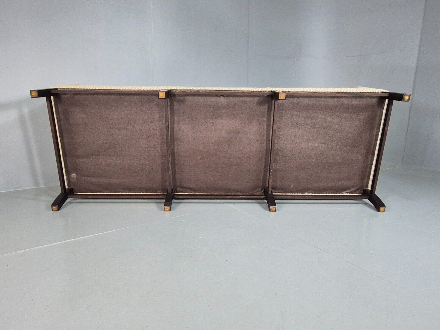 Vintage Danish 3 Seat Sofa Beige Wool Legged Frame 1980s Retro MCM EB7792 M3SS - UKDK FURNITURE