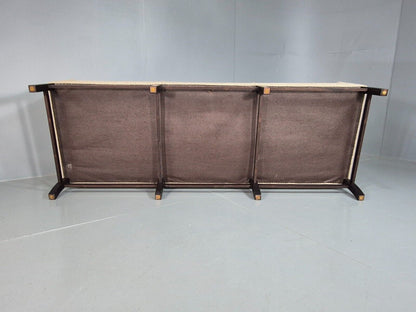 Vintage Danish 3 Seat Sofa Beige Wool Legged Frame 1980s Retro MCM EB7792 M3SS - UKDK FURNITURE