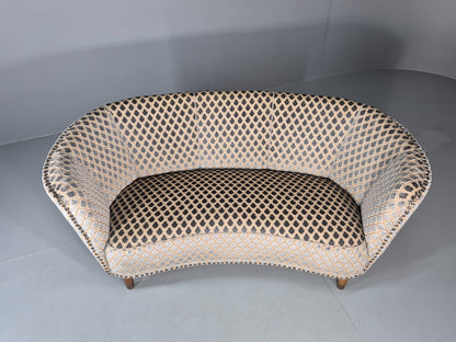 Vintage Three Seater Danish Banana Sofa 1930s Art Deco Cut Cotton EB10782 V3SS4