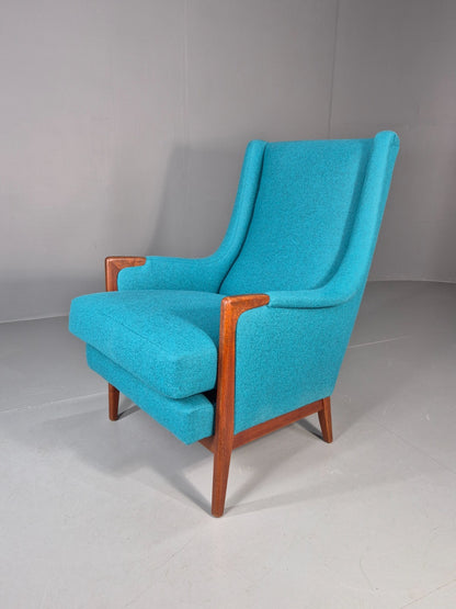Vintage 1960s Lounge Chair Reupholstered Blue K E Ekselius For JOC EB11092 MNOR0